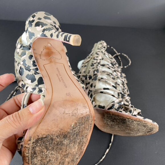 Sophia Webster Lacey Sketch Camo Strappy Heels Size 39M - Picture 8 of 12
